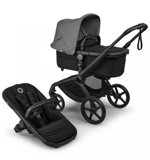 Bugaboo Fox 5 Renew - wózek wielofunkcyjny, zestaw 2w1 z opcją 3w1 i 4w1 | Black / Black - Moon Grey